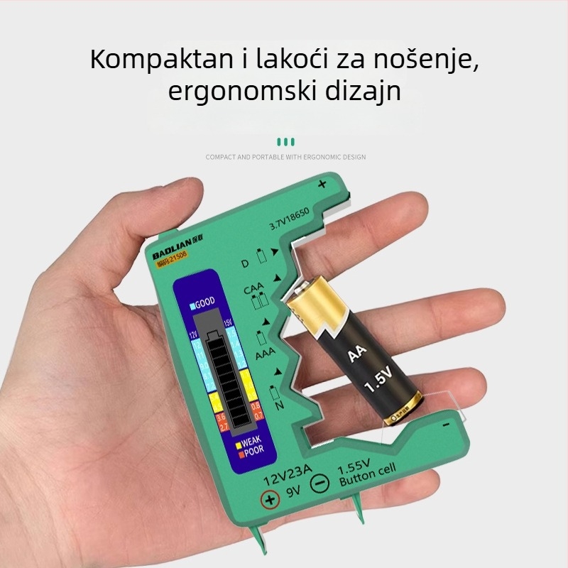 Mjerač kapaciteta baterije s digitalnim zaslonom, univerzalna kompatibilnost baterija