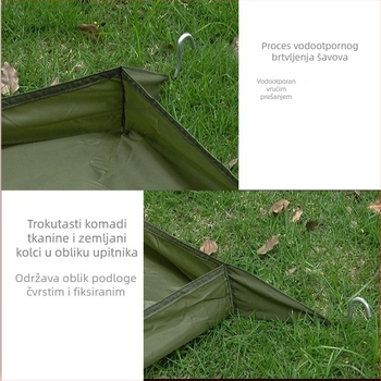 Oxford platno za kampiranje — otporan na vlagu, 3D dizajn, dodatno debela anti-slip podna prostirka, 210 × 120 cm, pogodno za 4–6 osoba