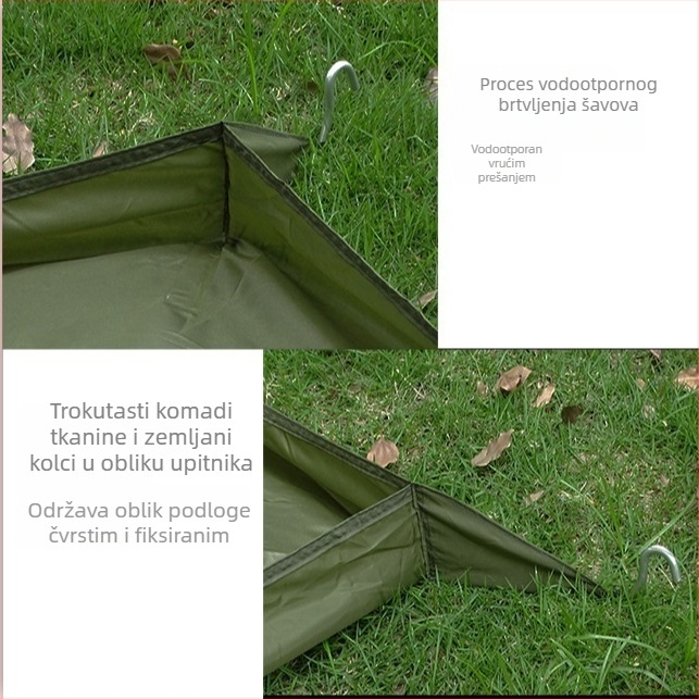 Oxford platno za kampiranje — otporan na vlagu, 3D dizajn, dodatno debela anti-slip podna prostirka, 210 × 120 cm, pogodno za 4–6 osoba