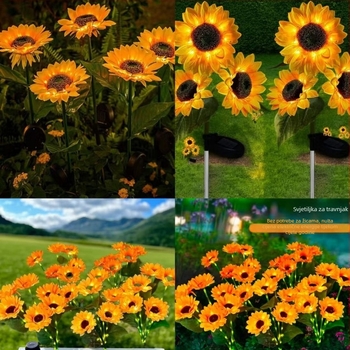 Solarna vanjska dvorna svjetiljka s dizajnom suncokreta za dvorište | LED svjetlo | Materijali: Juan tkanina + ABS + nehrđajući čelik | IP65 otpornost | EU CE certifikacija | Mogućnost prilagodbe