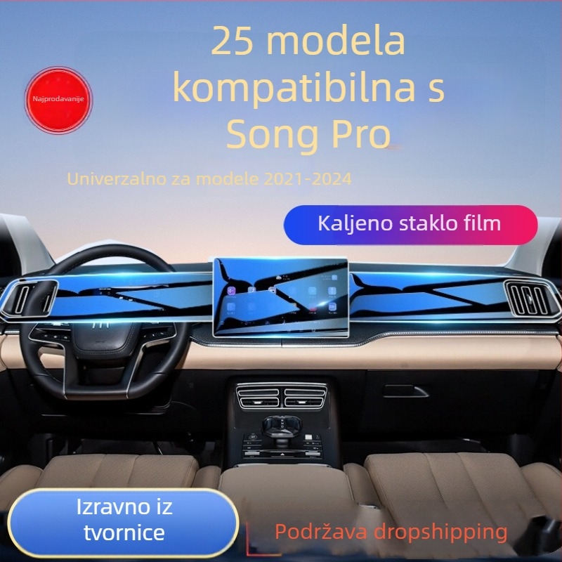 Zaštitno staklo za navigacijsku ploču BYD Song Pro DMI — Protector Pioneer; kaljeno staklo; BYD kompatibilno; za navigacijsku ploču; otpornost na temperaturu, ogrebotine i otiske prstiju