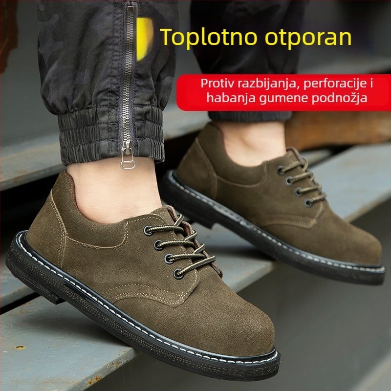 Cipele za zavarivanje s čeličnim prstom, otporne na udarce i proboj, otporne na habanje, visoke temperature, kravlja koža, gumeni đon