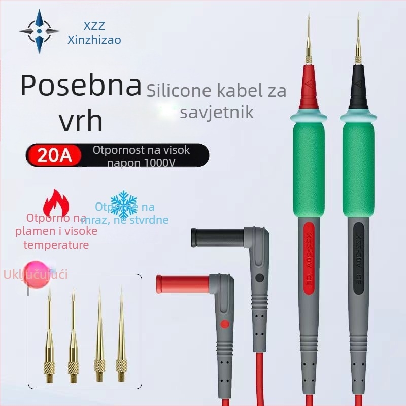 Pero-stil multimetarska testna vodilica – ekstra tanak vrh, digitalni pokazivač, mjerenje napona i struje, 20A