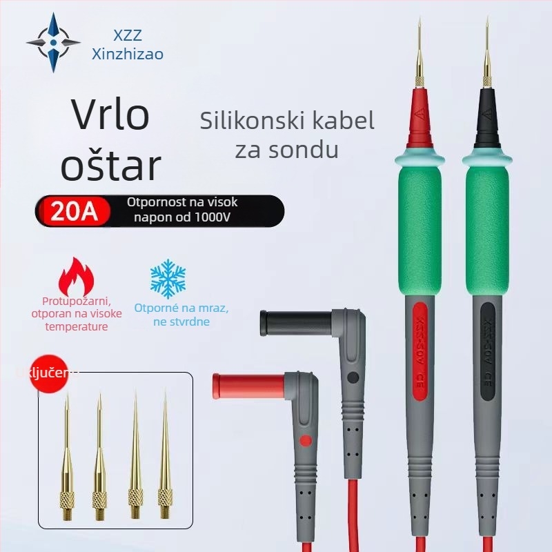 Pero-stil multimetarska testna vodilica – ekstra tanak vrh, digitalni pokazivač, mjerenje napona i struje, 20A