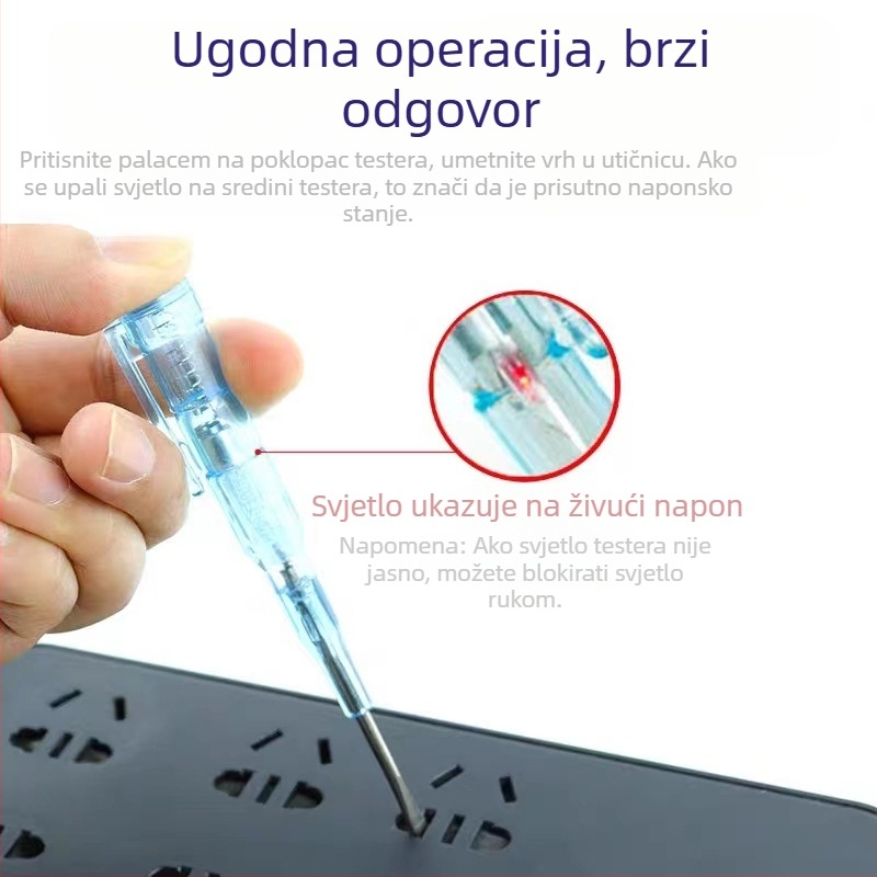 Tester napona u olovci za električare s inteligentnim senzorom, jasnim indikatorom i višenamjernom detekcijom uz odvijač