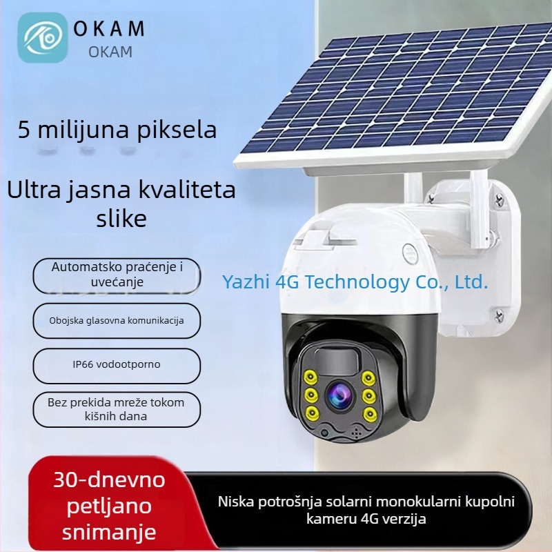 Feikaiya 4G solarna kupol kamera za vanjsku upotrebu, 1080p noćni vid, vodootporna, upravljanje putem mobilne aplikacije