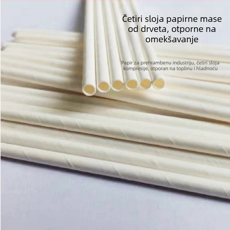 PLA biološki razgradive papirnate slamke - zakrivljeni cijevasti oblik, pojedinačno zapakirane, za mliječni čaj, za djecu i kućnu uporabu