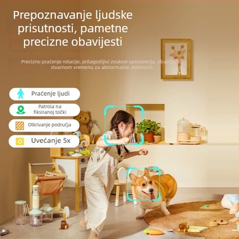 Unutarnja pametna kamera s dvostrukim objektivom, 1080p, noćno snimanje, ugrađeni mikrofon, dvosmjerna komunikacija, kontrola putem mobilne aplikacije