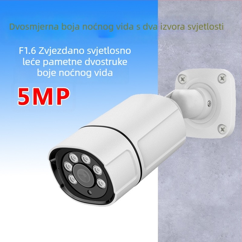 Žičana POE kamera, 8MP 4K, noćni pogled u boji s dvostrukim izvorom svjetla, objektiv 3,6 mm, IR domet 0–20 m