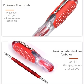 Testna olovka za napetost i odvijač, 100–500 V, tri boje, dvostruka namjena, ručni alat