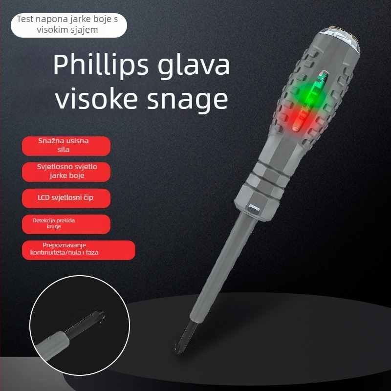 Yachi električni testni alat – Višenamjenski alat za elektrikare s plosnim i križnim bitovima, detekcija linije