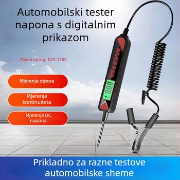 Automobilski mjerni alat za napajanje s LED indikatorom i digitalnim zaslonom, 12V/24V/70V, za auto popravke i ispitivanje električnih krugova i osigurača