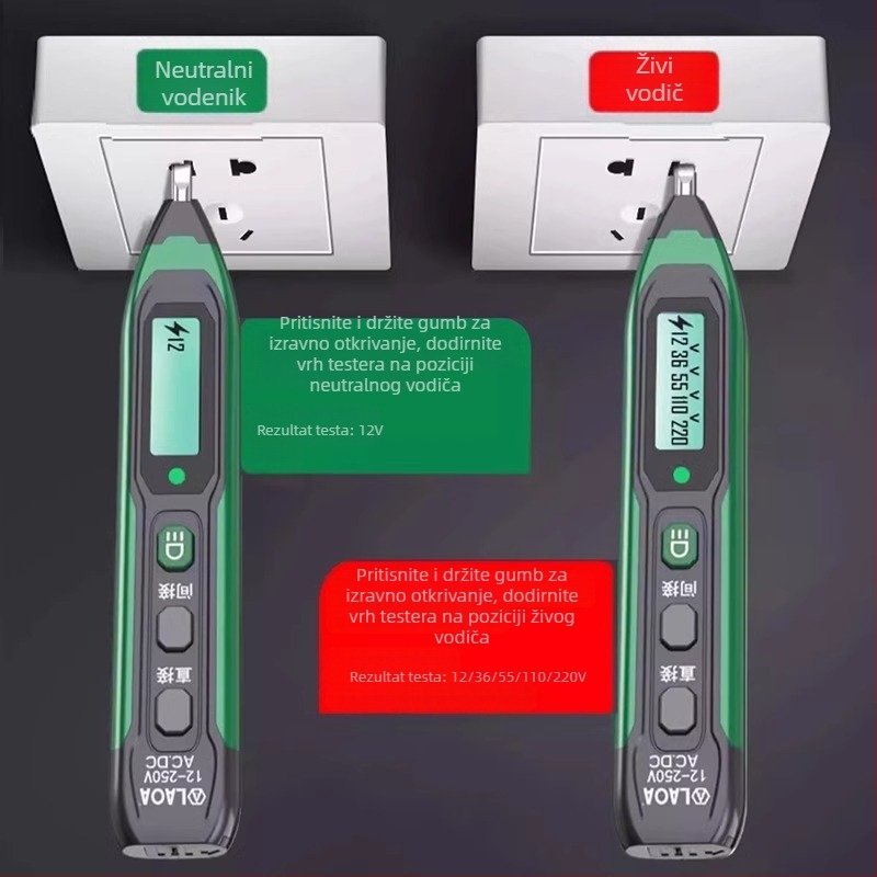 Old A Tools odvijač-tester napona s digitalnim zaslonom, induktivno mjerenje, za kućnu uporabu