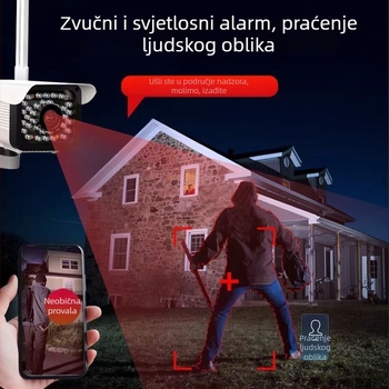 Bežična kamera za nadzor s WiFi, vanjska vodootporna, zaštita od udara groma, video‑interkom u realnom vremenu s daljinskim uključivanjem i isključivanjem, napajanje 16V i više