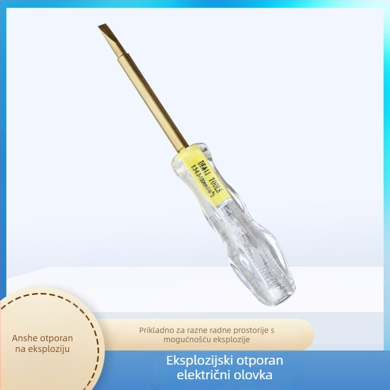 Eksplozijski otporan tester napona s vrhom od bakrene legure, anti-magnetni i bez iskri, za zapaljiva okruženja