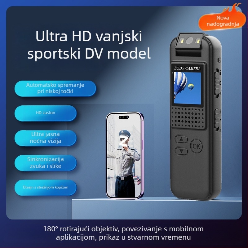 HD sportska kamera s otklanjanjem podrhtavanja, snimanje zvuka i videa te daljinsko snimanje putem pametnog telefona