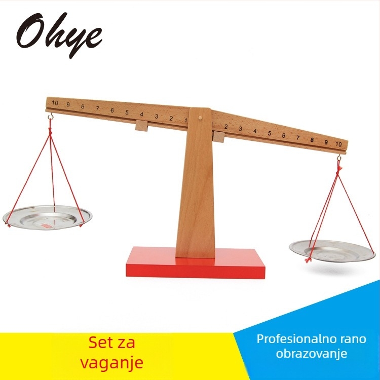 Montessori aritmetički balansni set – drvena edukativna igra za djecu 4–6 godina, marka Ohye, pakiranje u bijeloj kutiji