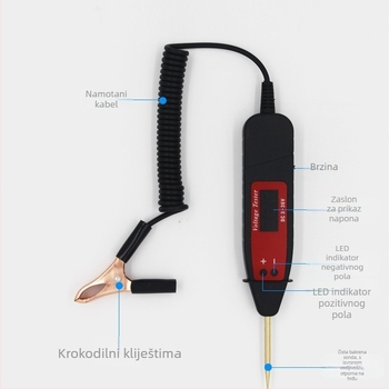 Automobilski tester napona s digitalnim zaslonom, višefunkcionalni testiranje kruga, raspon 3-36V