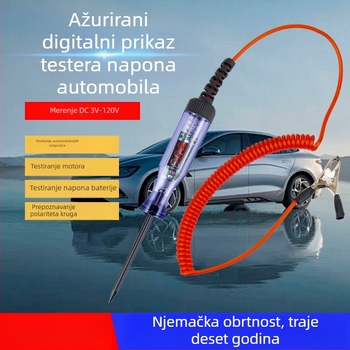 Automobilsko LED testno pero s digitalnim zaslonom — mjerenje napona 5V/12V/24V/80V/120V i testiranje krugova i osigurača