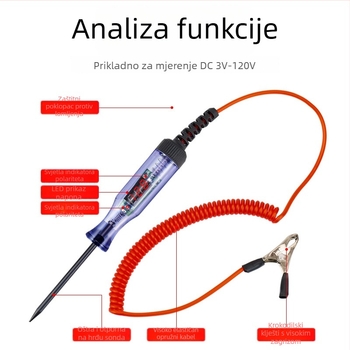 Automobilsko LED testno pero s digitalnim zaslonom — mjerenje napona 5V/12V/24V/80V/120V i testiranje krugova i osigurača