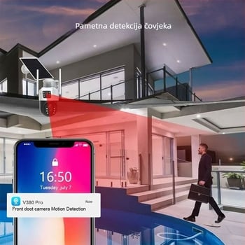 Vesafe solarna kamera vanjska, 360° panoramski prikaz, 4G daljinski pristup, 0.001 lux minimalno osvjetljenje, -20 do 60°C radna temperatura