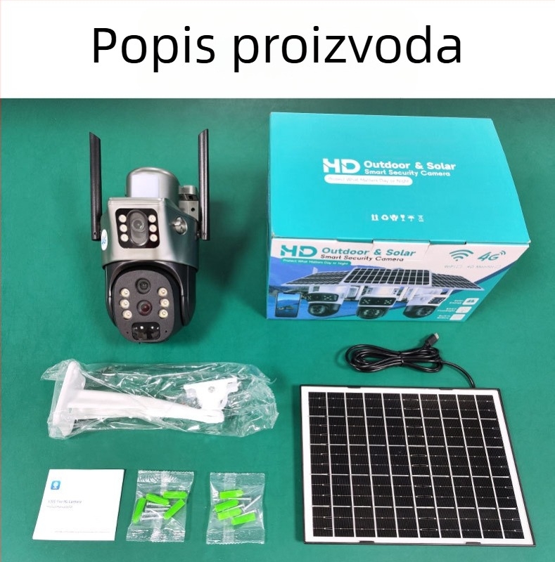 Vesafe solarna kamera vanjska, 360° panoramski prikaz, 4G daljinski pristup, 0.001 lux minimalno osvjetljenje, -20 do 60°C radna temperatura