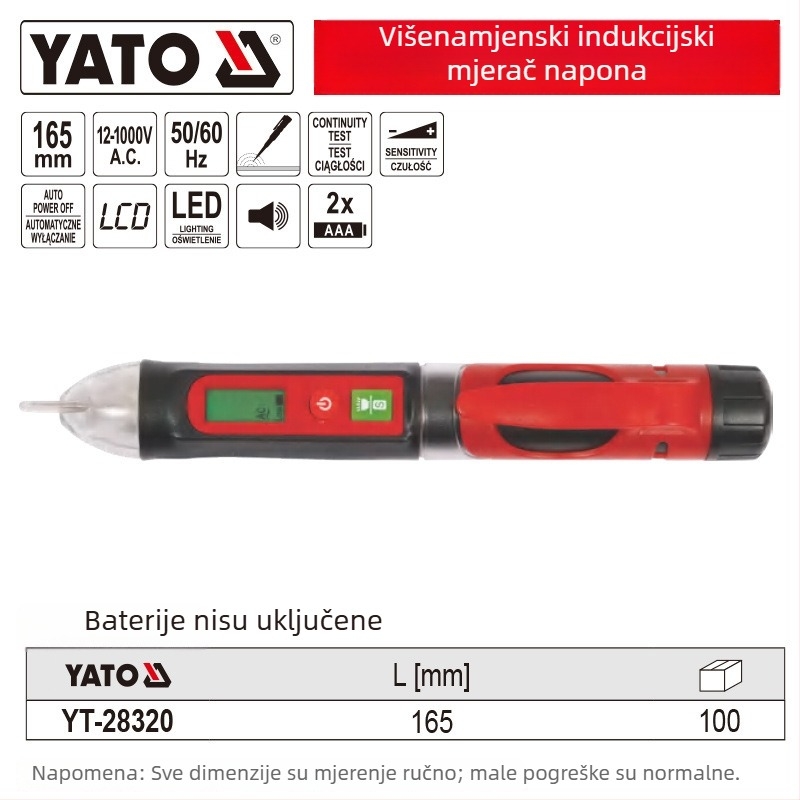Yato višenamjenski tester napona sa senzorom 1000V (YT-28320, ručni alat, gradnja)