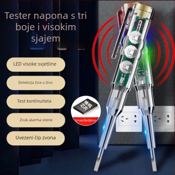 Električni tester-pen s inteligentnim senzorom, glasovnim alarmom, zvučnikom i LED indikatorima; detekcija otvorenog kruga