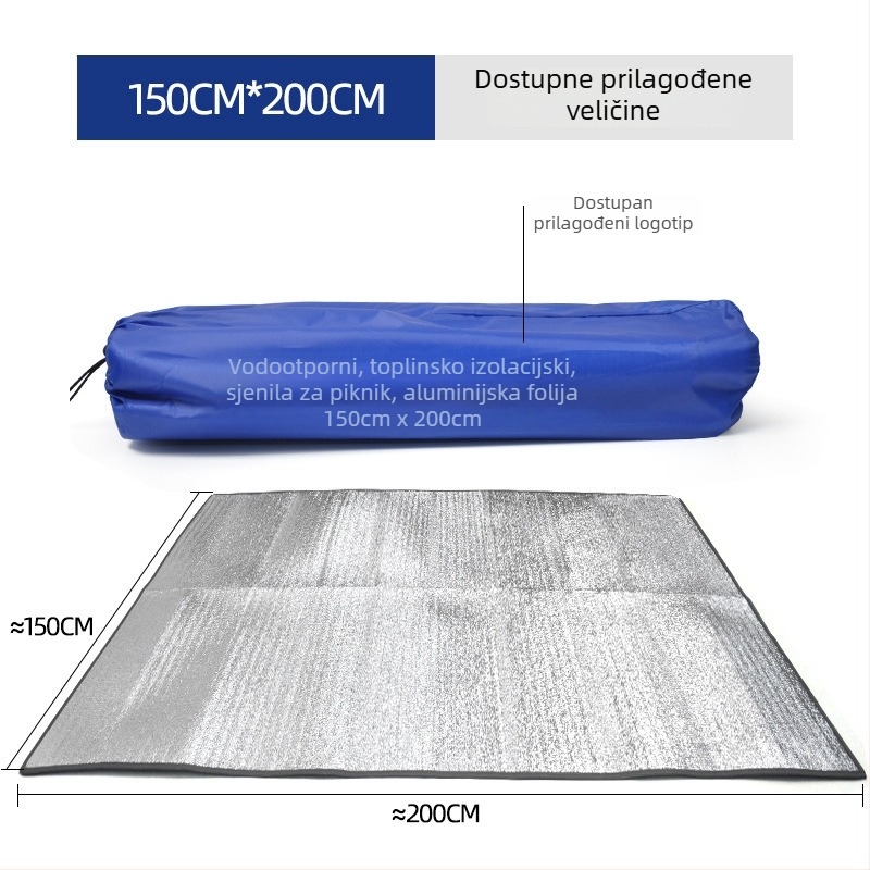 Kamping podloga za piknik, vodootporna i otporna na vlagu, PVC aluminijski film, 500 g, model: vodootporna i otporna na vlagu, za mnoge osobe