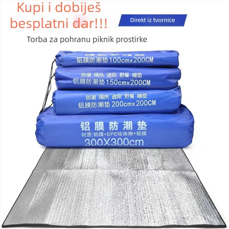 Kamping podloga za piknik, vodootporna i otporna na vlagu, PVC aluminijski film, 500 g, model: vodootporna i otporna na vlagu, za mnoge osobe
