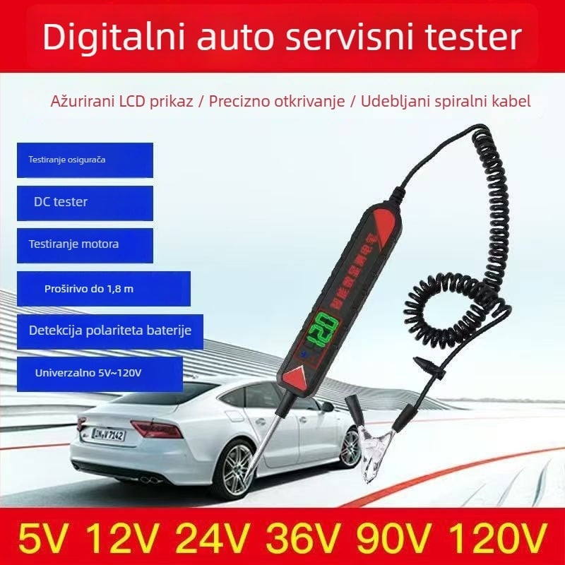 Automobilsko test pero s LED indikatorom i digitalnim zaslonom, 12V/24V/70V, otkrivanje krugova i osigurača
