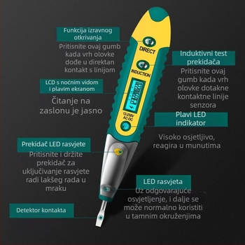 LED digitalni tester napona – električarski senzor, tester olovka za kućnu upotrebu, detekcija električnog kruga