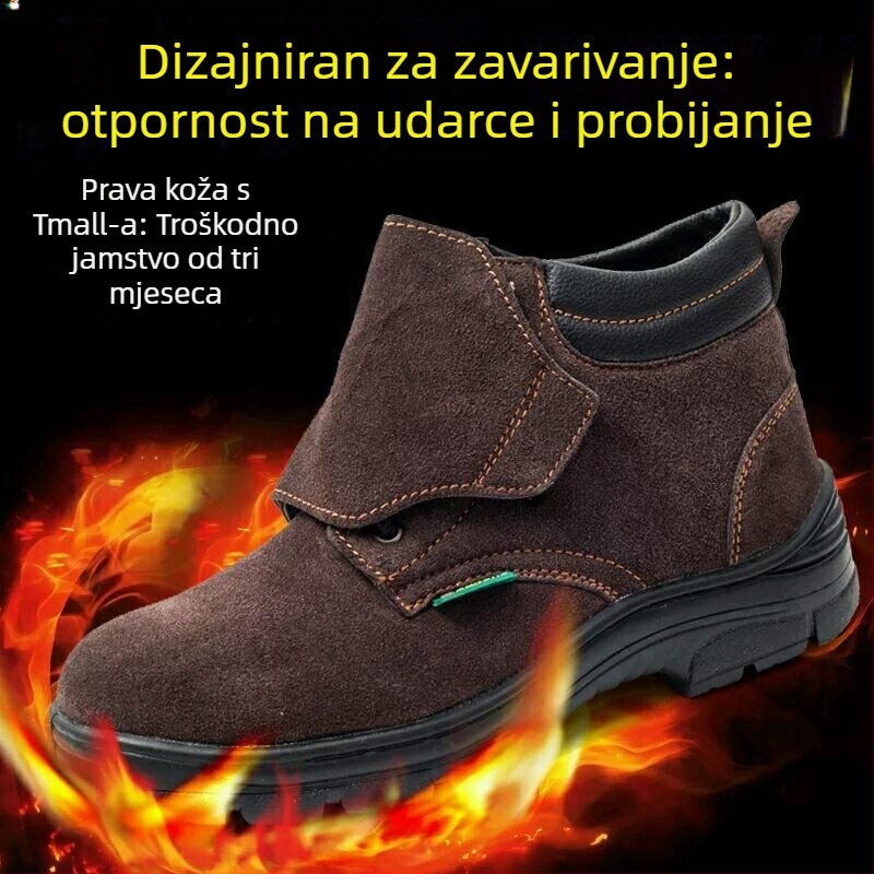 Visoke zaštitne cipele za zavarivanje s čeličnom prstom, otporne na udarce i proboj, izolirane, gornji dio od nubuk kože