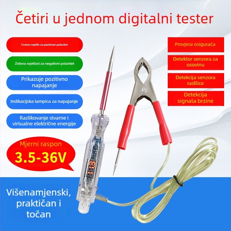 Automobilsko električno testno pero s LED indikatorom, višenamjenska detekcija signala brzine i indukcije krutog osovinskog, raspon 3-48V