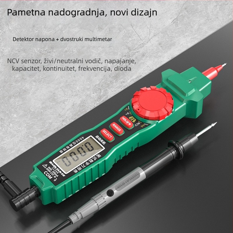 Multimetar tip olovke s HD zaslonom, zaštita od pregrijavanja, senzor prekida za električare