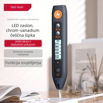 Tester napona u olovci s digitalnim zaslonom — Deli HT7005, 12–250V, multifunkcionalni indukcijski tester za kućnu upotrebu