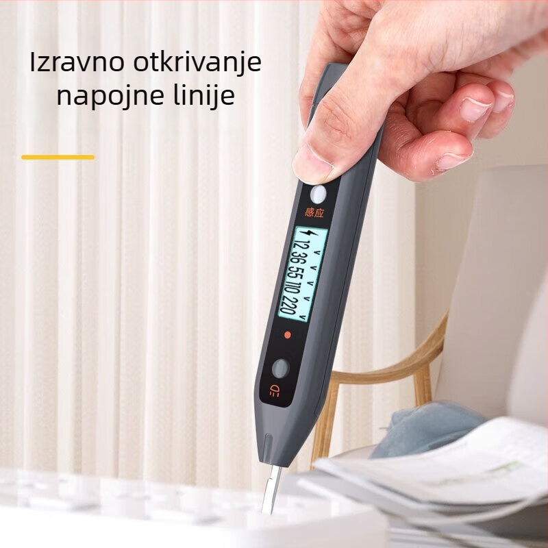 Tester napona u olovci s digitalnim zaslonom — Deli HT7005, 12–250V, multifunkcionalni indukcijski tester za kućnu upotrebu