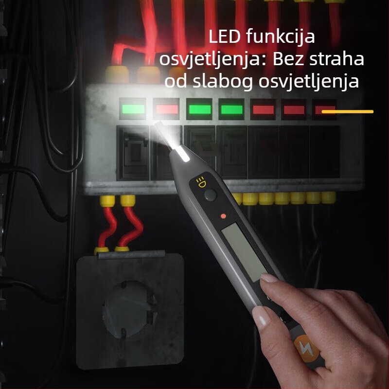 Tester napona u olovci s digitalnim zaslonom — Deli HT7005, 12–250V, multifunkcionalni indukcijski tester za kućnu upotrebu
