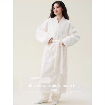 Kupaći ogrtač od koralnog flisa, Vinylon smjesa, zimsko, unisex za parove