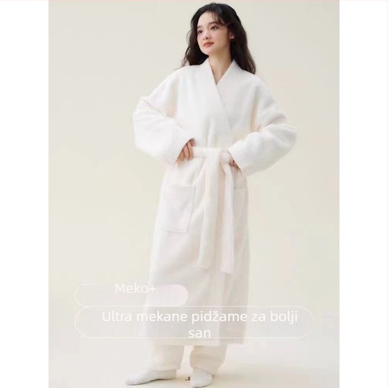 Kupaći ogrtač od koralnog flisa, Vinylon smjesa, zimsko, unisex za parove