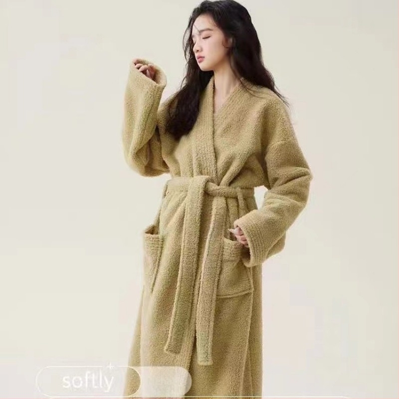 Kupaći ogrtač od koralnog flisa, Vinylon smjesa, zimsko, unisex za parove