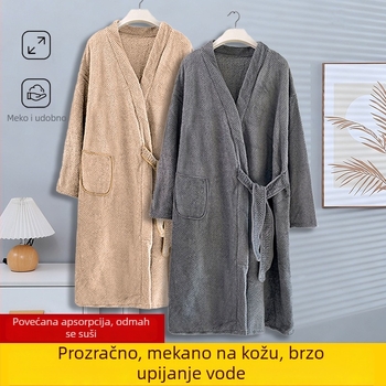 Roba za kupaonicu od koralnog flisa, dugi rukavi, duga duljina, zimska