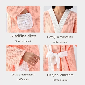 Roba za kupaonicu od koralnog flisa, dugi rukavi, duga duljina, zimska