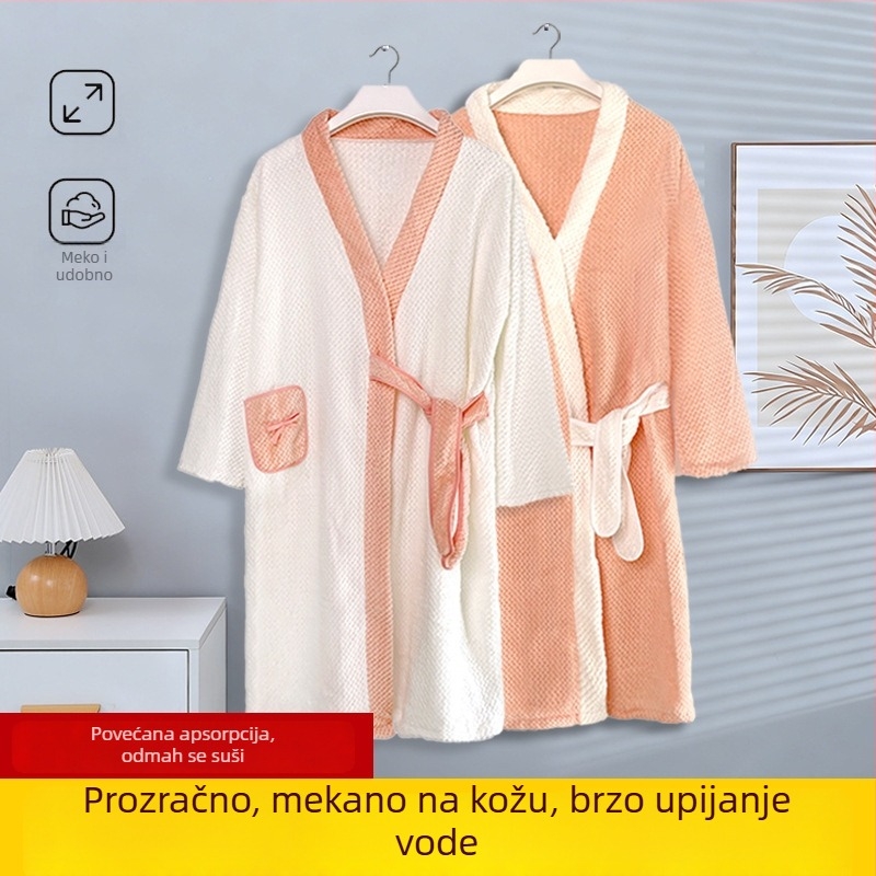 Roba za kupaonicu od koralnog flisa, dugi rukavi, duga duljina, zimska