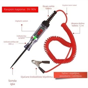 Automobilsko LED digitalno testno pero za električne krugove, profesionalna upotreba, 6–24V