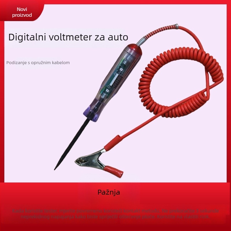 Automobilsko LED digitalno testno pero za električne krugove, profesionalna upotreba, 6–24V