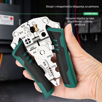 Xtuosen Električne kliješta za skidanje izolacije – Multifunkcionalni alat za električare, s električnim testiranjem, oštri vrh, 0,22 kg, Model 251051