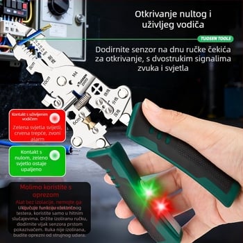 Xtuosen Električne kliješta za skidanje izolacije – Multifunkcionalni alat za električare, s električnim testiranjem, oštri vrh, 0,22 kg, Model 251051