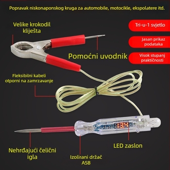 Testna olovka za napon s LED lampom, digitalni prikaz, četiri u jednom, auto-dijagnostika, raspon 3-48V, 1 kom, oko 30 g