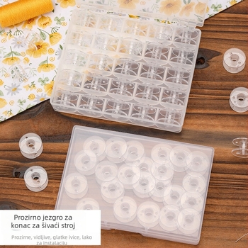 Set bobina za šivaći stroj, 25 prozirnih plastičnih bobina, univerzalna kompatibilnost, model 2518P